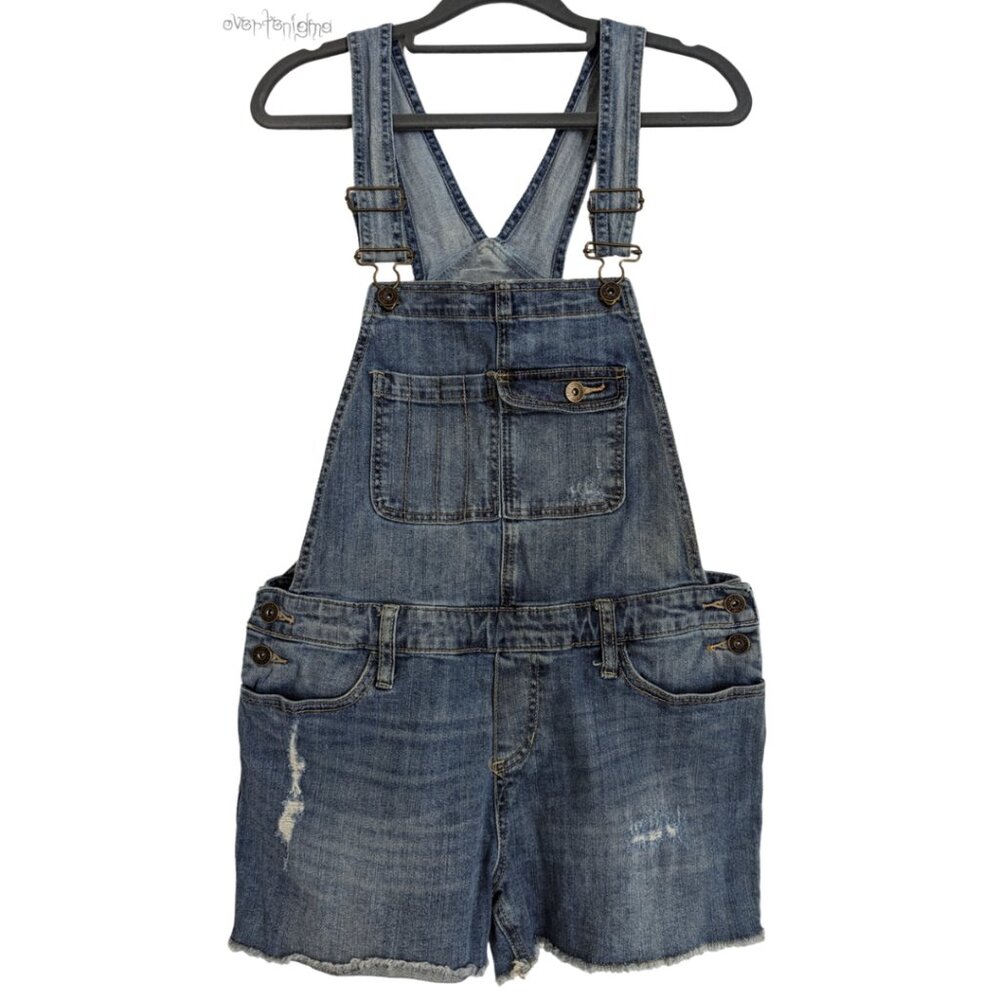 MOSSIMO distressed denim shorts overalls